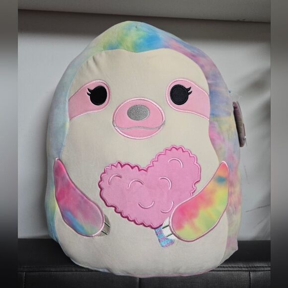 Squishmallows Official 16" Whim the Rainbow Sloth Holding Cotton Candy - Picture 2 of 5